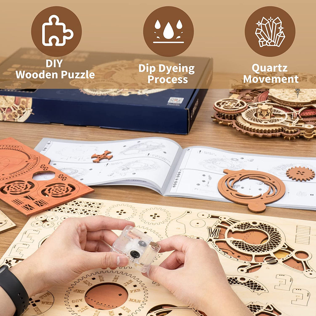 Zodiac Wall Clock – Robotime ROKR Time Art 3D Wooden Puzzle Clock Model Kit