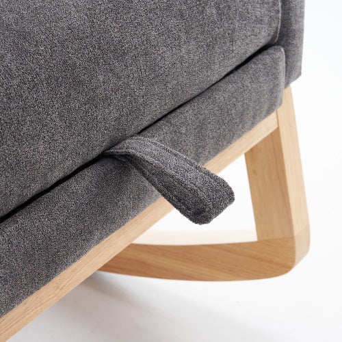 Accent Rocking Chair with Footrest – High Back Upholstered Lounge Rocker with Rubber Wood Legs