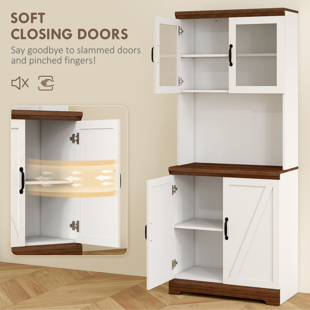 HOMCOM Kitchen Pantry Storage Cabinet – Space-Saving Kitchen Organizer with Coffee Bar Counter