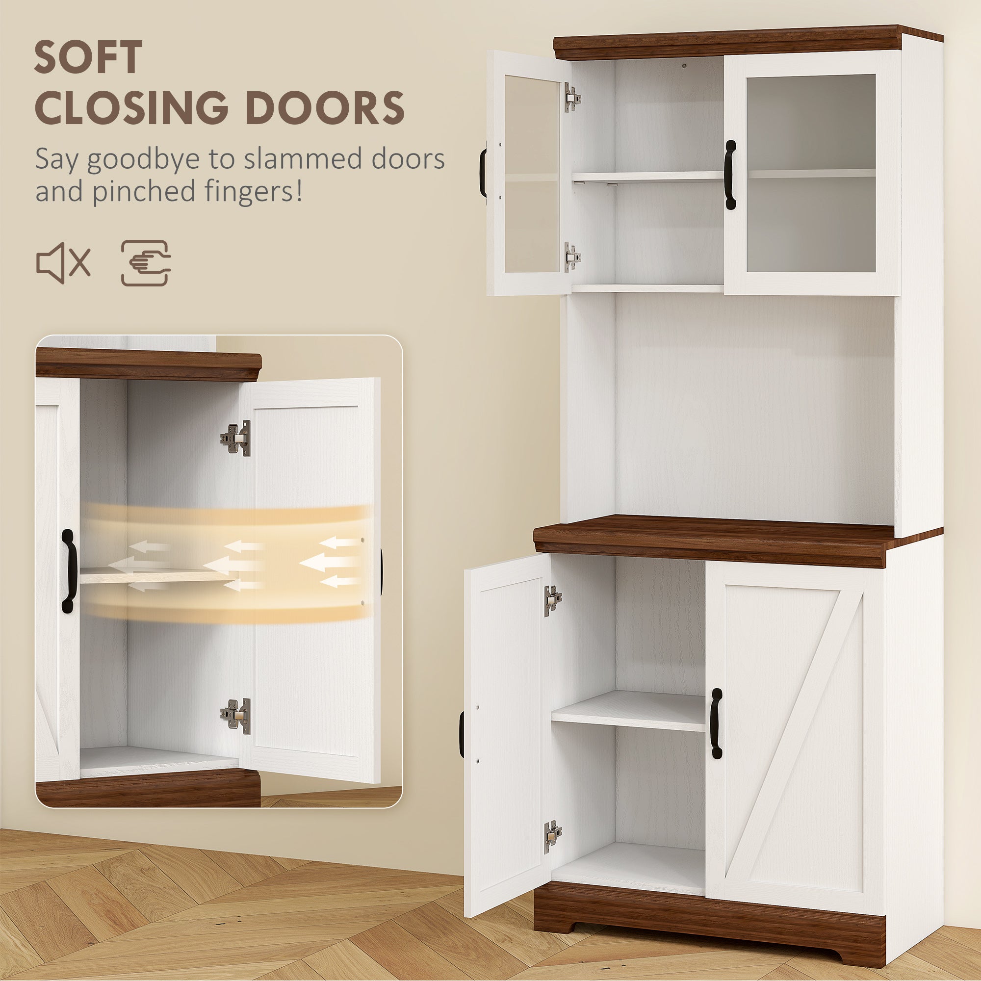 HOMCOM Kitchen Pantry Storage Cabinet – Space-Saving Kitchen Organizer with Coffee Bar Counter