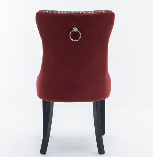 Modern Tufted Dining Chair Set of 2 – Solid Wood Frame, PU & Velvet Upholstery