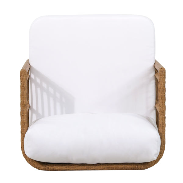 Outdoor Club Chair – Modern Wicker Chair with Acacia Wood Legs and Water-Resistant Cushions