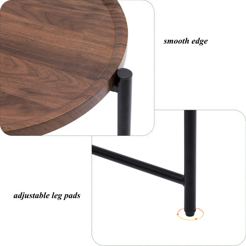 Small 2-Tier Modern Coffee Table – Walnut Brown Sofa Side Table with Wood Storage Shelf