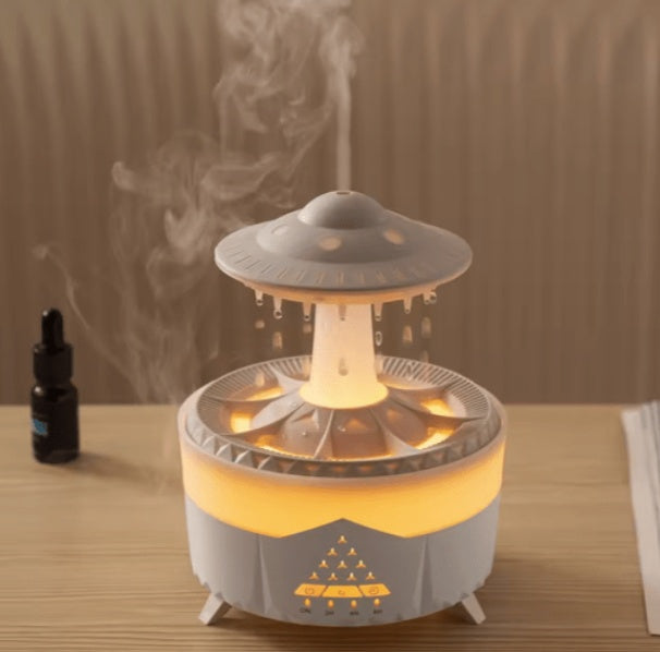 Mushroom Air Humidifier with 7-Color LED Lights & Aromatherapy – Rain Cloud Mist Diffuser for Home & Office (150ml)