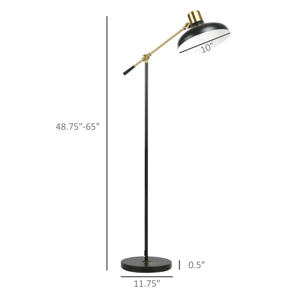 Adjustable Floor Lamp for Living Room – Modern Industrial Standing Lamp (Black & Gold)
