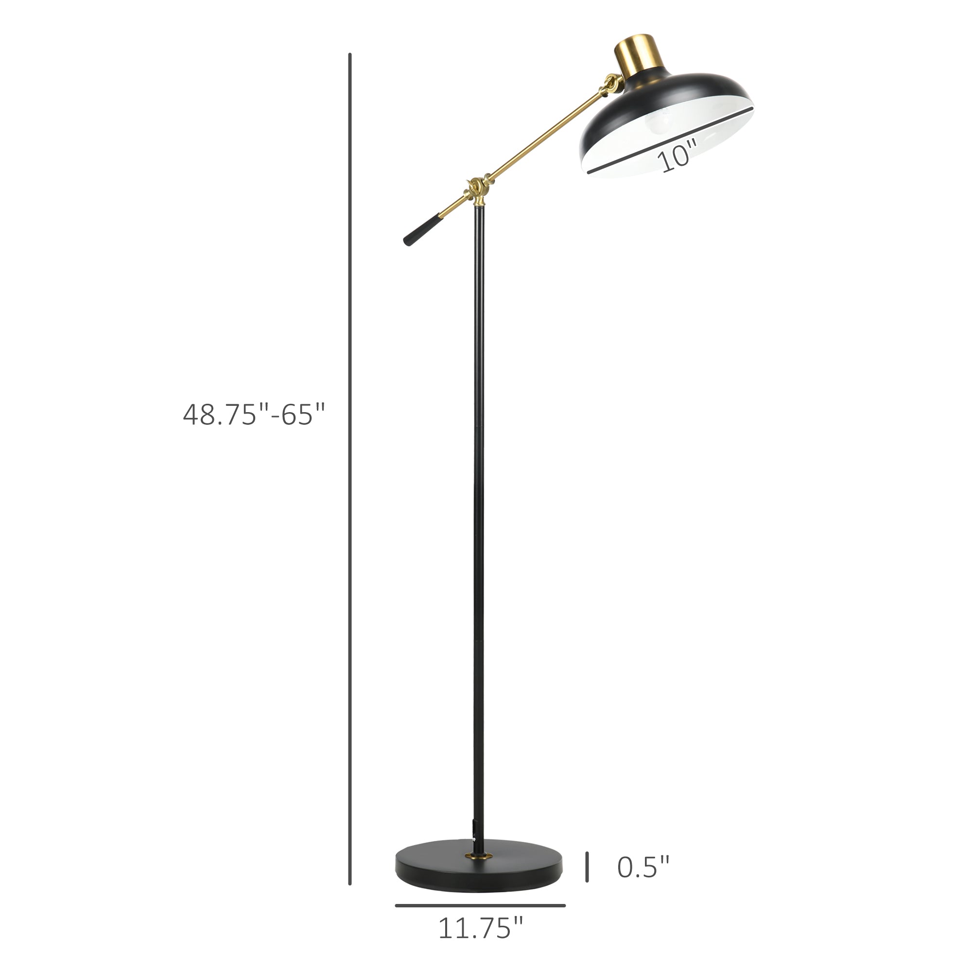 Adjustable Floor Lamp for Living Room – Modern Industrial Standing Lamp (Black & Gold)