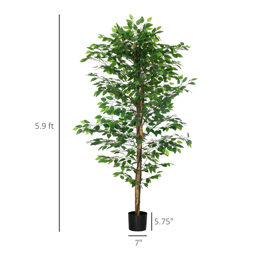 Artificial Ficus Tree 6FT – Indoor Faux Floor Plant in Pot for Home & Office Décor