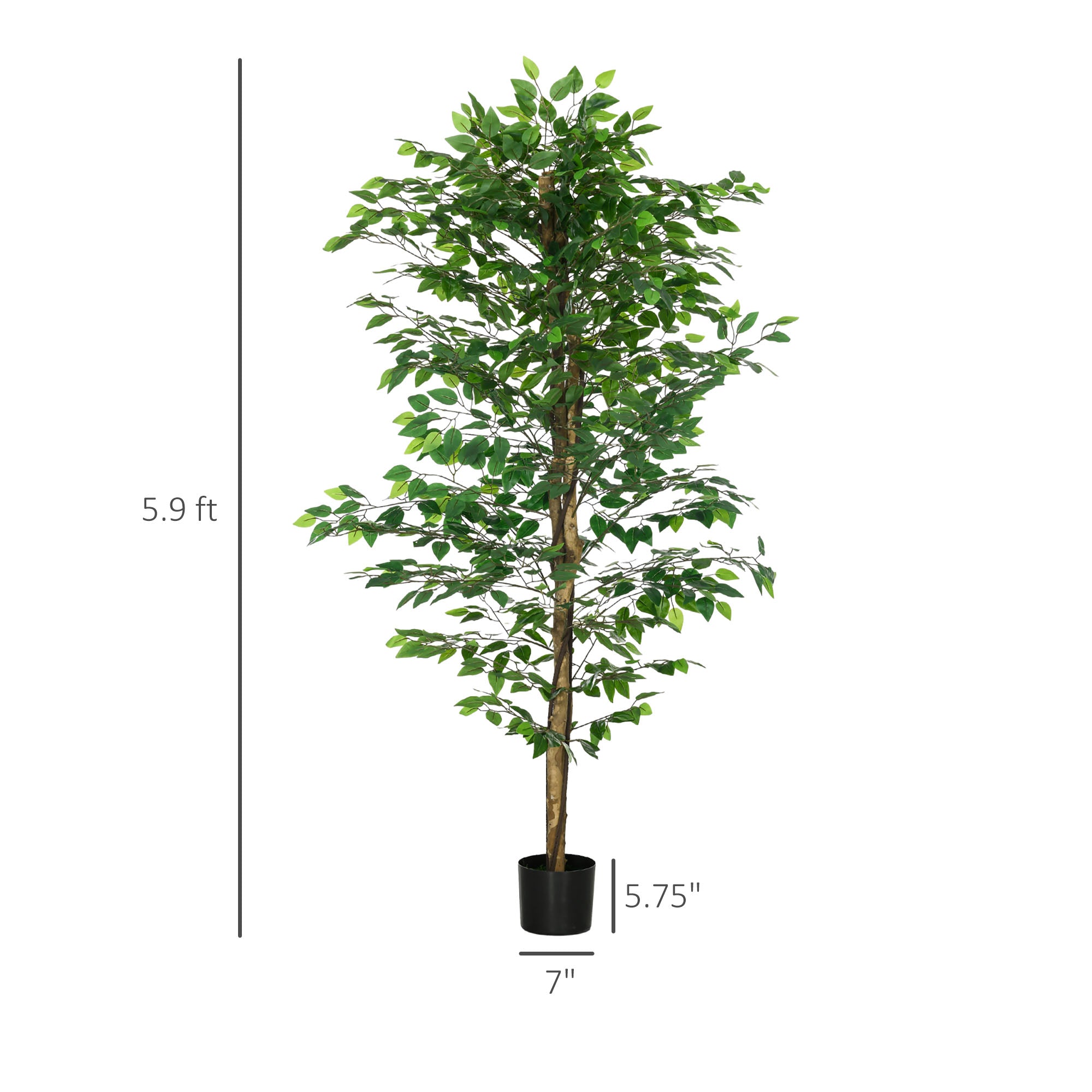 Artificial Ficus Tree 6FT – Indoor Faux Floor Plant in Pot for Home & Office Décor