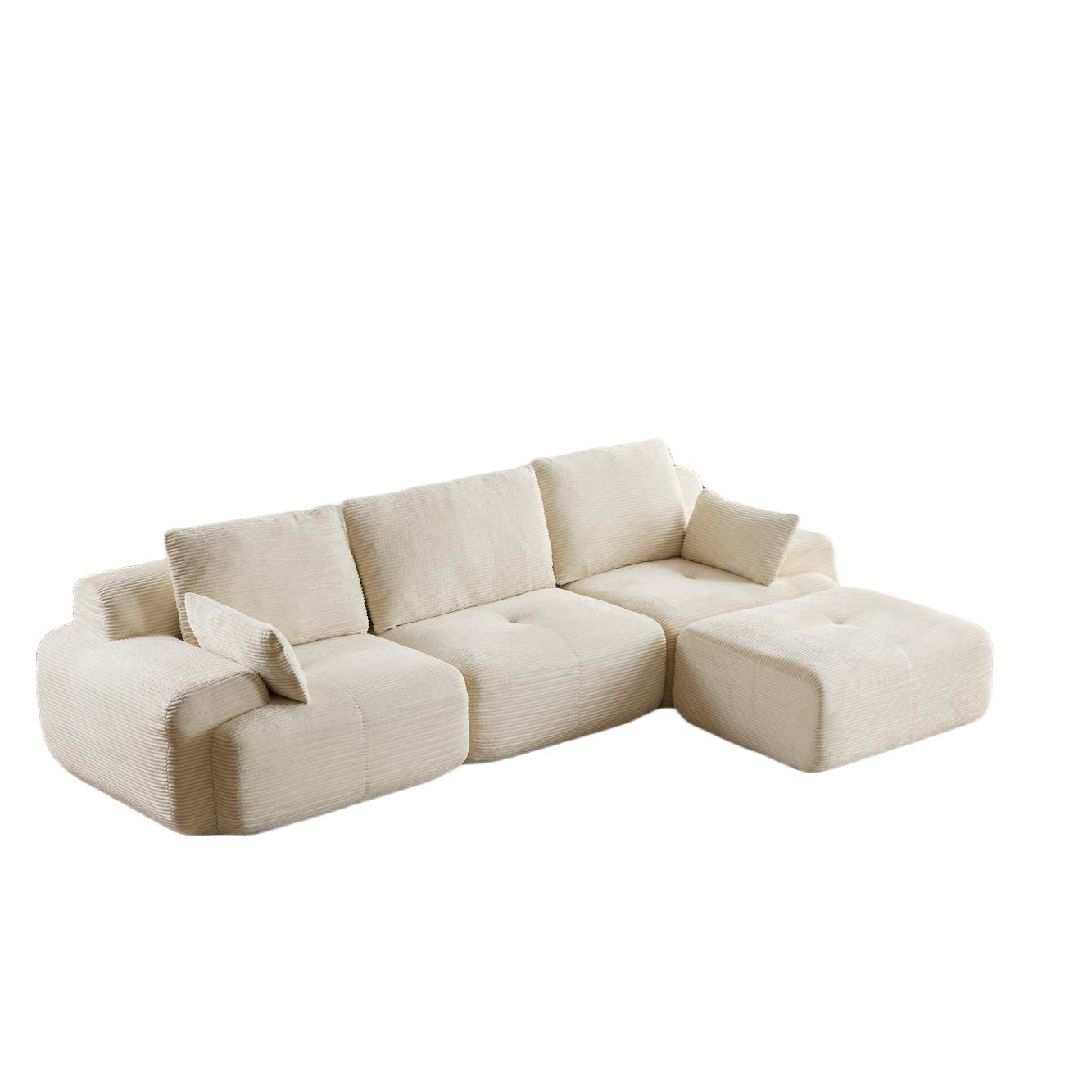 Modern Memory Foam Modular Sectional Sofa – 3-Seat Cloud Couch in Beige (No Assembly Required)