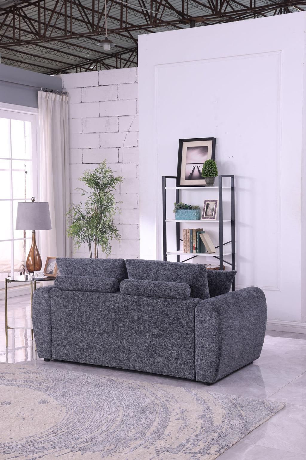 Modern Minimalist Comfortable Compressed Grey Sofa , Modern living room couch