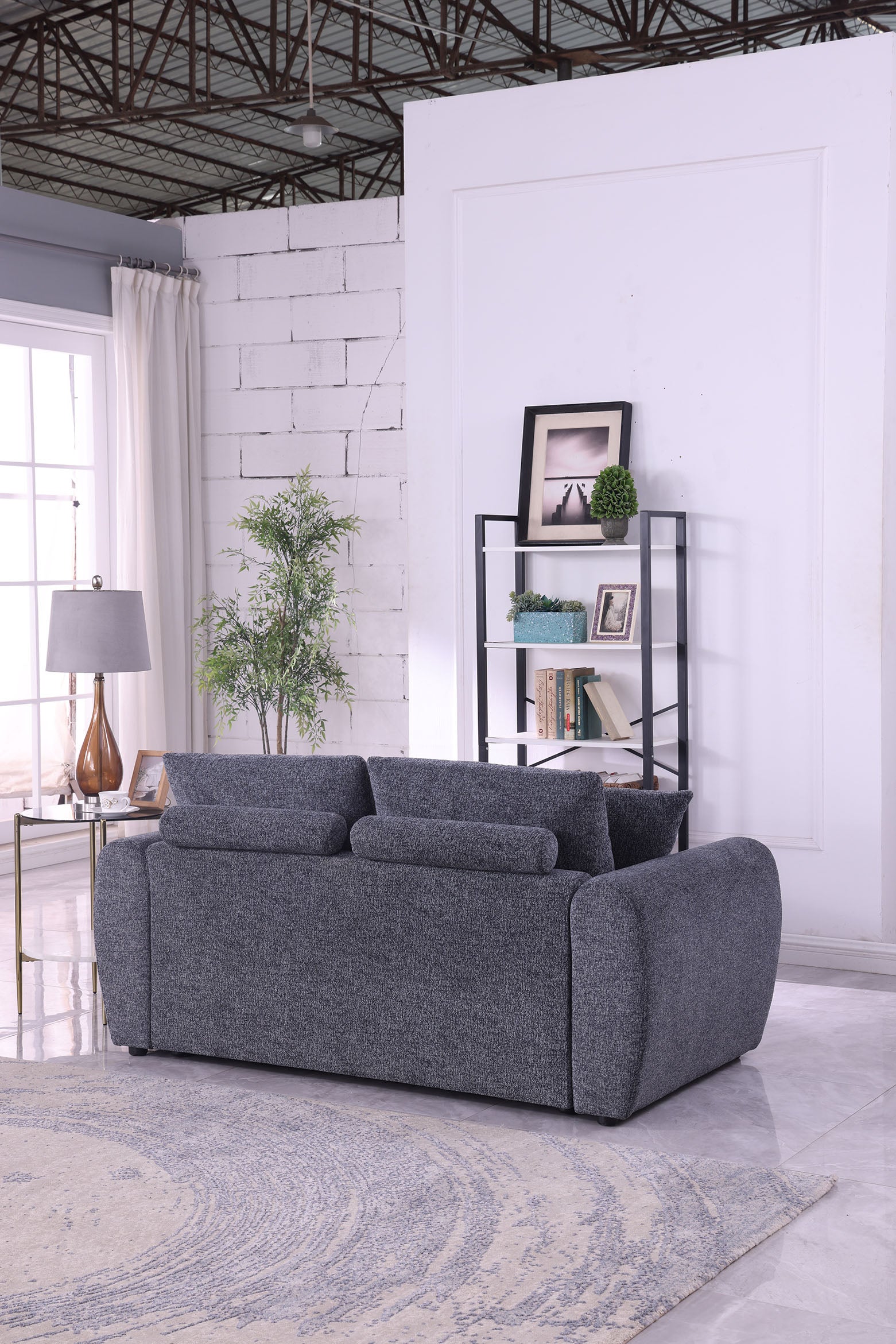 Modern Minimalist Comfortable Compressed Grey Sofa , Modern living room couch