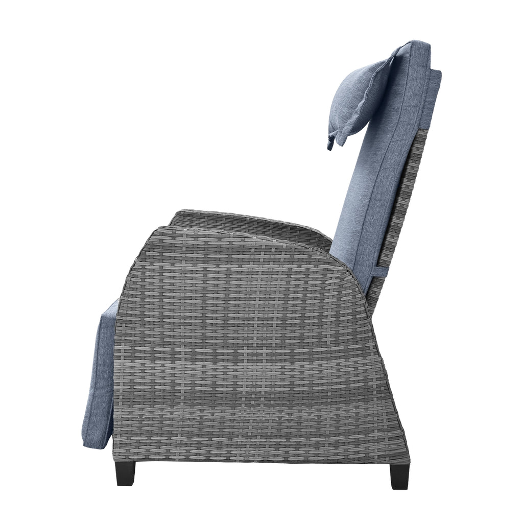 U-Style Outdoor Rattan 2-Person Set with Coffee Table – Adjustable Patio Seating for Courtyard, Balcony & Poolside