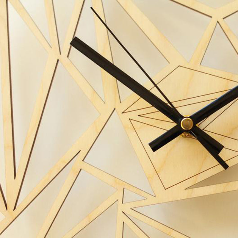 Geometric Pattern Wall Clock – Modern Wooden & Bamboo Silent Quartz Clock (12")