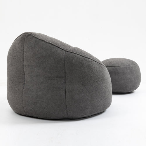 Bedding Bean Bag Sofa Chair – Adult Foam Bean Bag with Footrest (Grey)