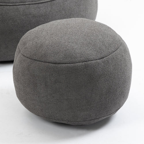Bedding Bean Bag Sofa Chair – Adult Foam Bean Bag with Footrest (Grey)
