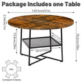 51-Inch Round Dining Table for 4-6 – Tiger Stripes Black Wooden Table with Metal Legs and Storage Shelf