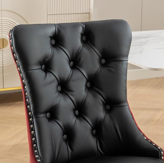 Modern Tufted Dining Chair Set of 2 – Solid Wood Frame, PU & Velvet Upholstery