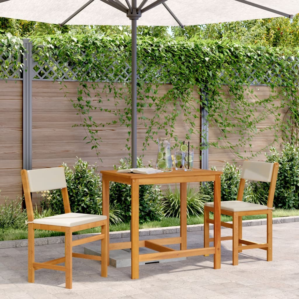 3-Piece Balcony Furniture Set with Cushions – Solid Acacia Wood Patio & Garden Set