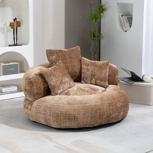 COOLMORE Lazy Sofa Bean Bag Chair – High Back Chenille Lounge Chair with Pillows for Bedroom, Living Room & Gaming (Beige)