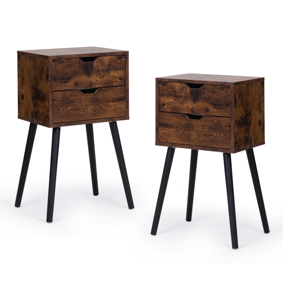 Modern Nightstand with 2 Drawers – Solid Wood Bedroom & Living Room Side Table