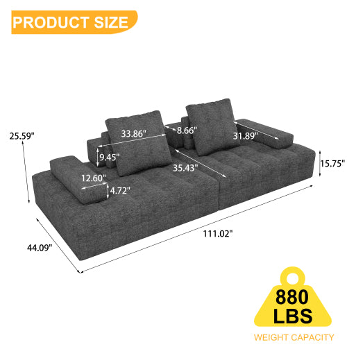 Modern Loveseat Sofa Couch – Extra Deep Seat Corduroy Couch for Living Room (Antique Grey)