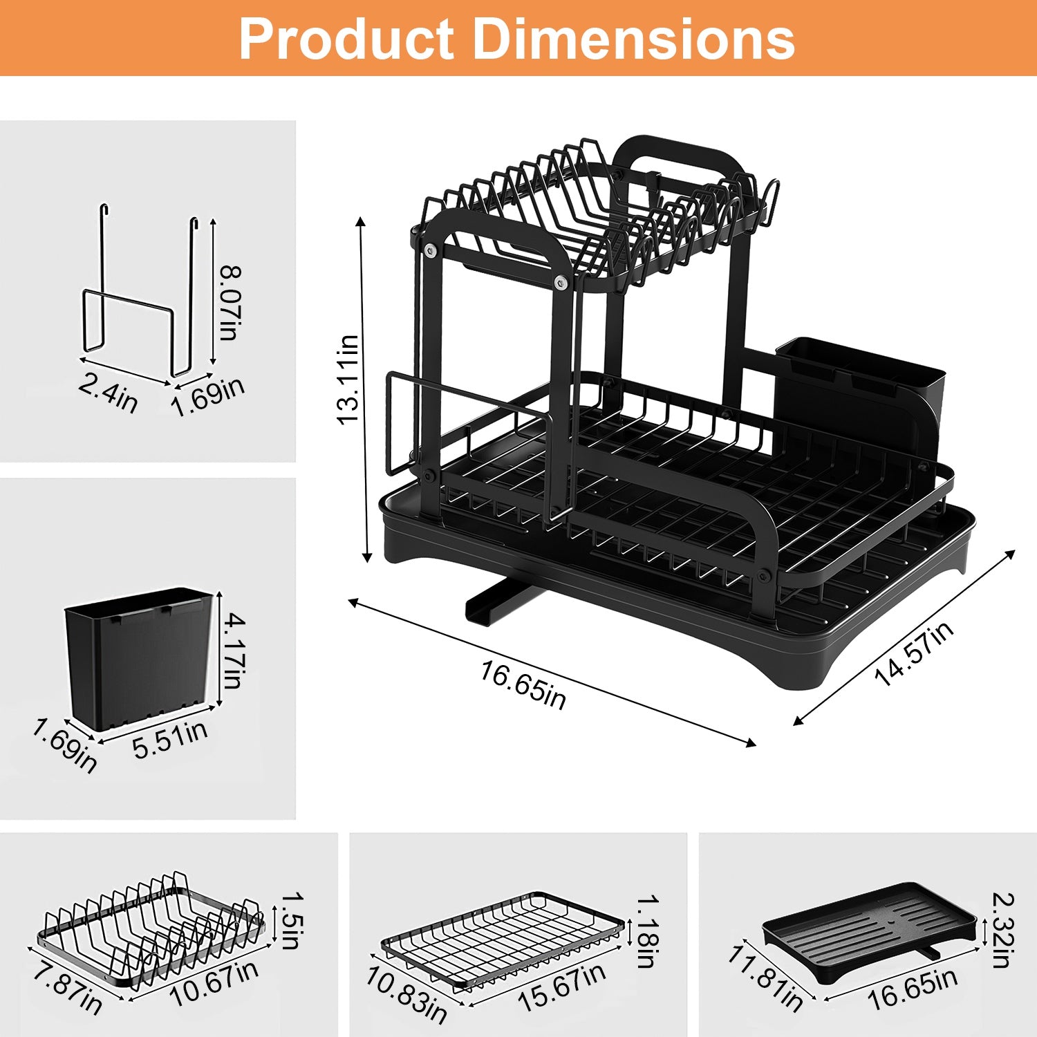 2-Tier Dish Drying Rack with Automatic Drainage – Space-Saving Kitchen Organizer