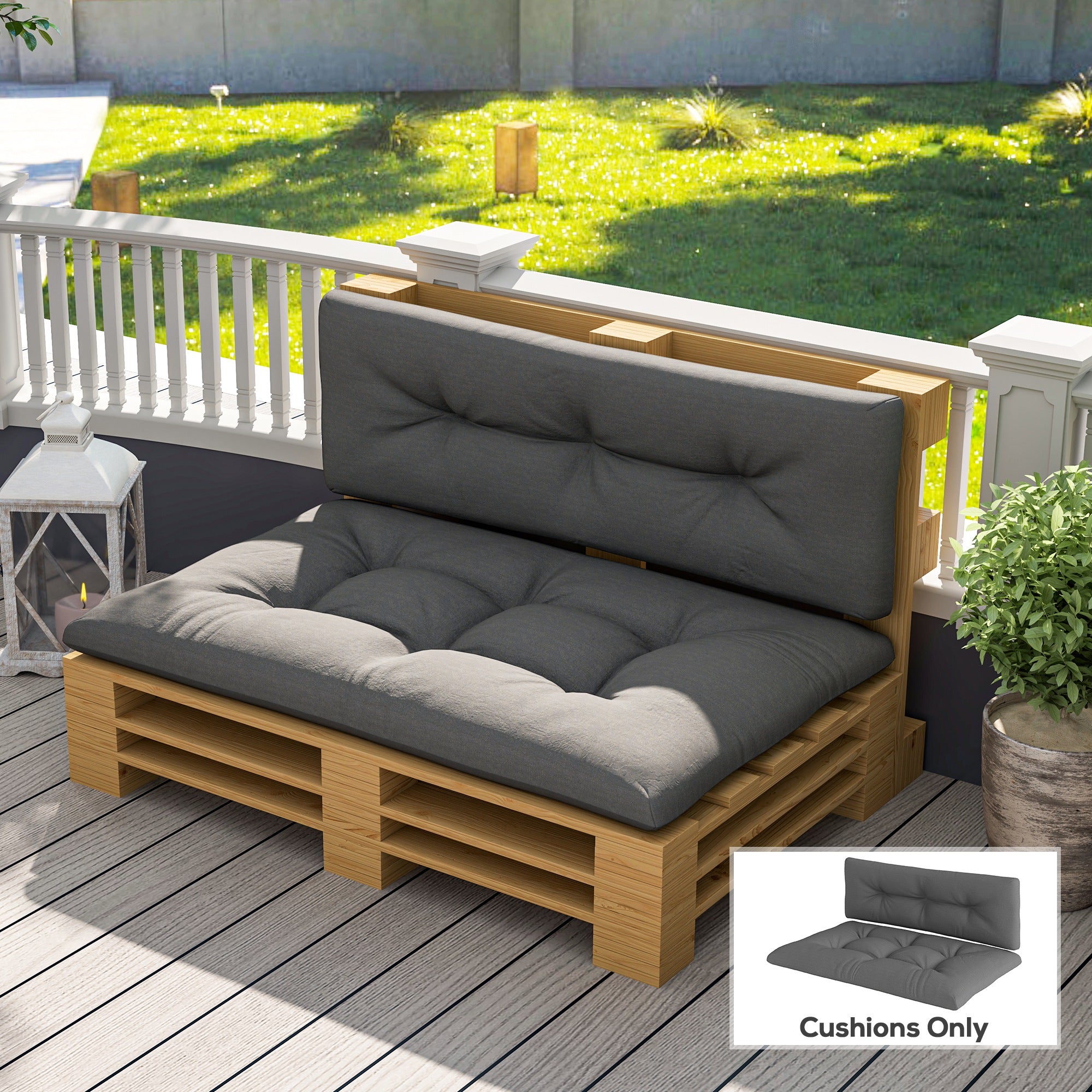 2-Seater Outdoor Pallet Cushions Set – " Thick Tufted Replacement Cushions for Garden & Patio
