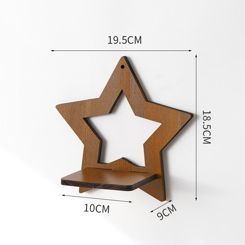 Retro Solid Wood Wall Shelf with Hydroponic Plant Vase – Vintage Home Wall Décor