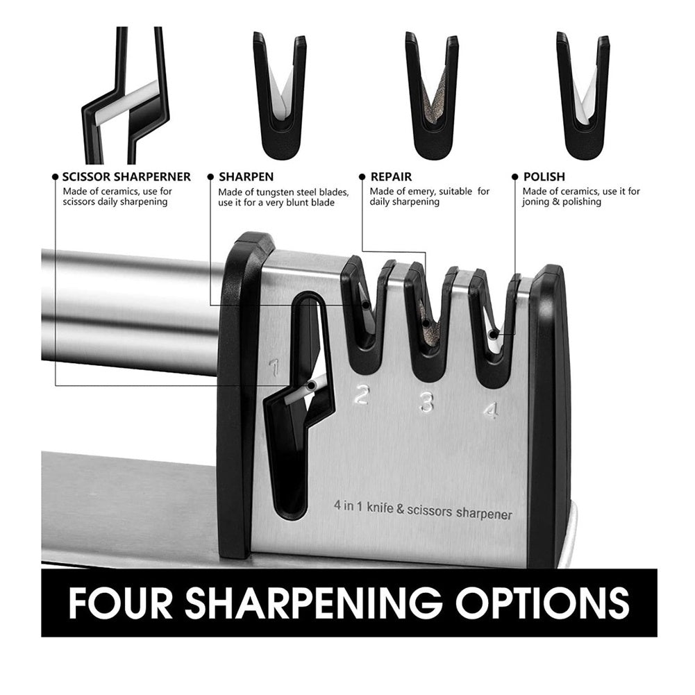 4-in-1 Kitchen Blade & Scissor Sharpening Tool – Compact, Fast & Easy Knife Sharpener