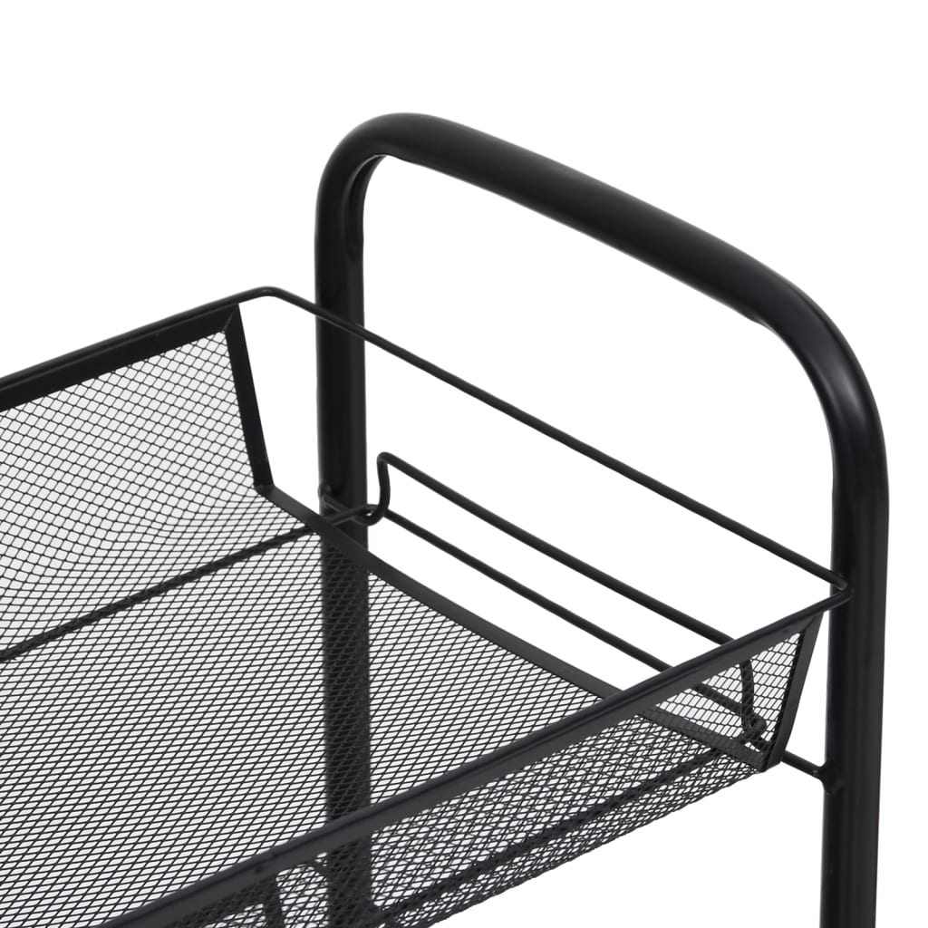 3-Tier Kitchen Trolley Cart with Wheels – Metal Rolling Storage Organizer (46 cm)