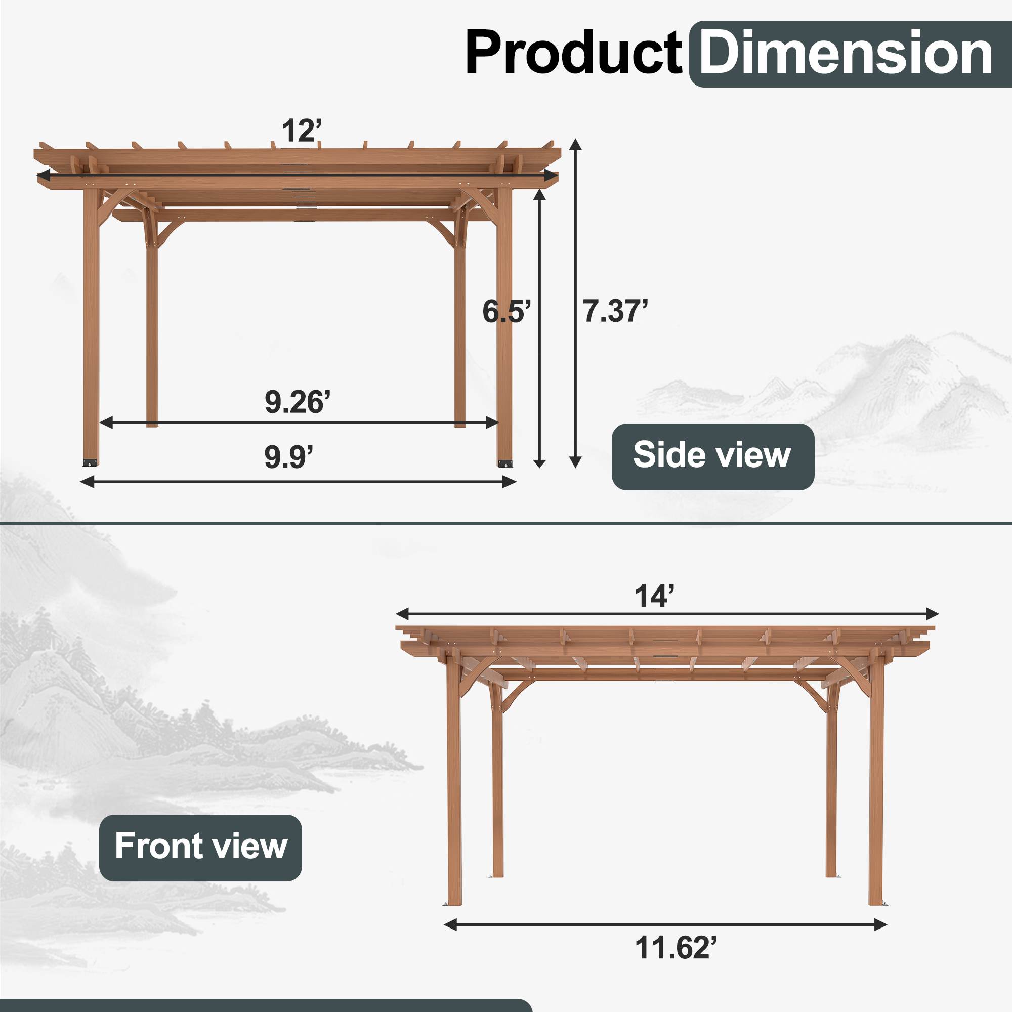 Outdoor Wooden Pergola Gazebo – Patio & Garden Pergola for Climbing Plants (Brown)