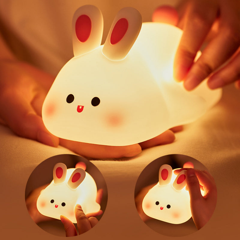 Cute LED Night Light Touch Sensor – Big Face Rabbit Silicone Kids Night Lamp
