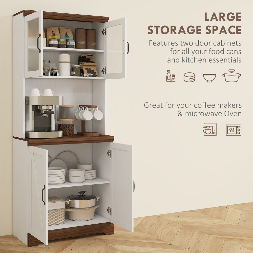 HOMCOM Kitchen Pantry Storage Cabinet – Space-Saving Kitchen Organizer with Coffee Bar Counter