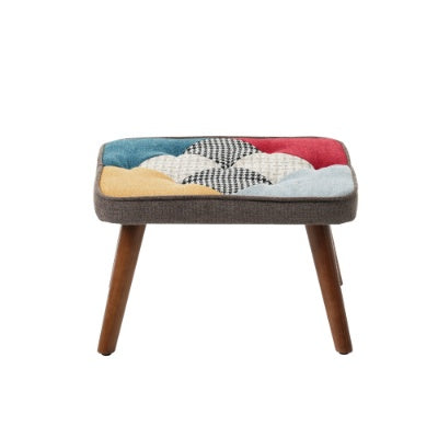 Colorful Patchwork Rocking Chair with Footrest – Leisure Lounge Rocker for Living Room & Relaxation