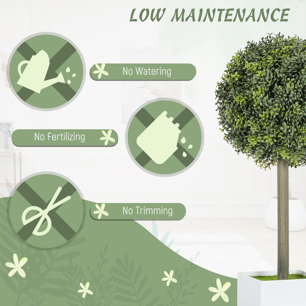 Lifelike Artificial Plants Set of 2, Fake Boxwood Topiary Balls with 114 PE Leaves for Home or Office Decor, Green