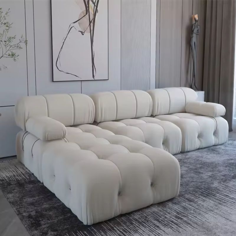 Italian Modular Sectional Sofa – Nordic Modern Fabric Buckle Design Living Room Couch