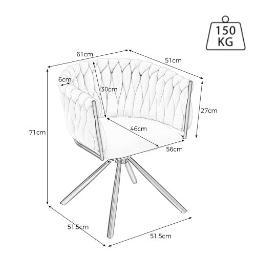 Set of 2 Velvet Swivel Dining Chairs – Modern Luxury Upholstered Chairs with Metal Legs (Beige)