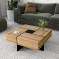 Modern Square Coffee Table with Hidden Storage & Sliding Top – High-Gloss Center Table (Brown)