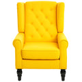 Wingback Accent Chair – Button-Tufted Lounge Chair with Wood Legs (Yellow)
