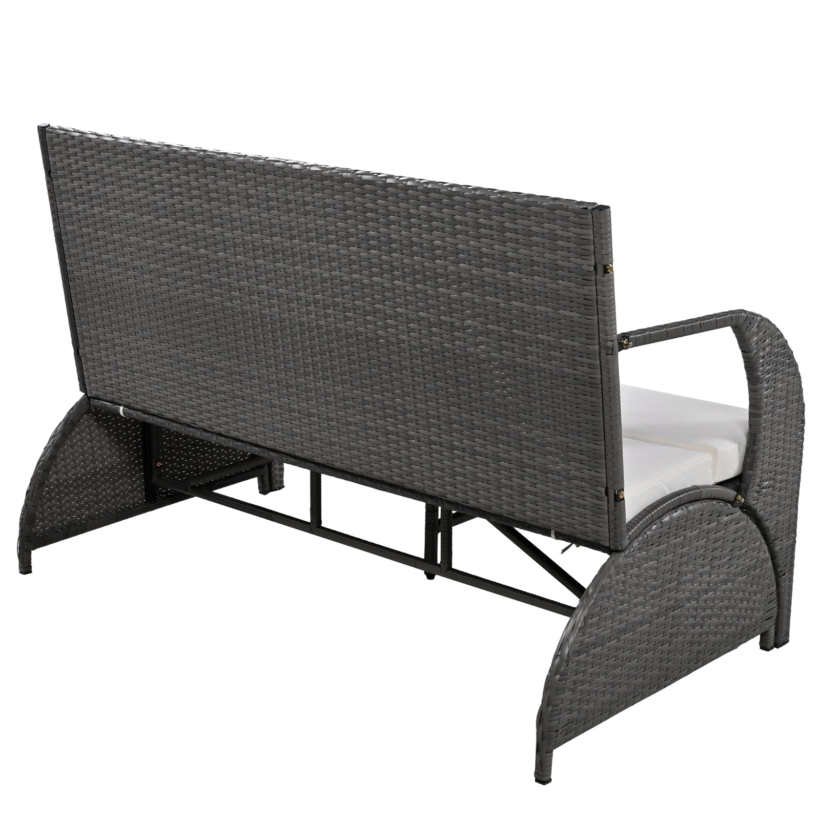 U-Style Outdoor Loveseat Convertible to 4 Seats with Table – HDPE Patio Furniture Set (Beige)