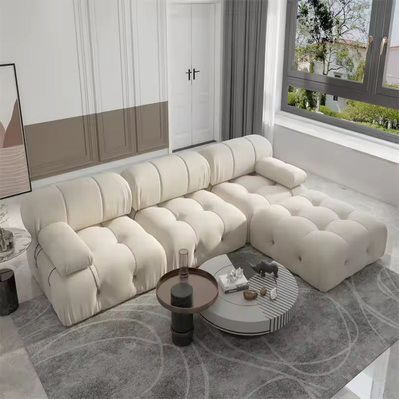 Italian Modular Sectional Sofa – Nordic Modern Fabric Buckle Design Living Room Couch