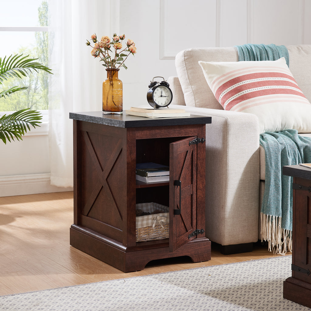 Rustic Rectangular Sofa Side Table for Living Room & Bedroom