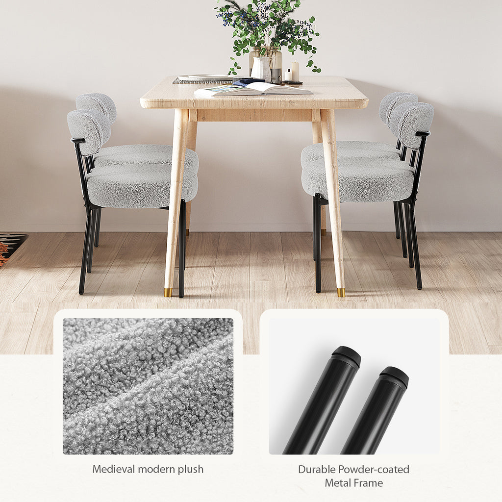 White Cushion Black Steel Frame Dining Room Chair – Modern & Comfortable 2-Pack