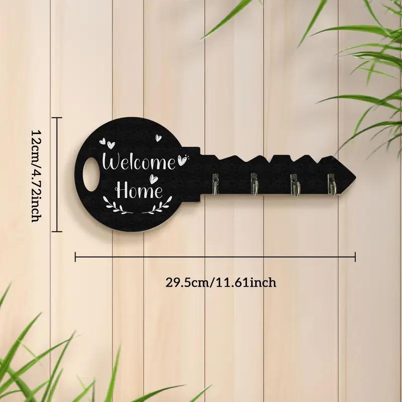 Retro Wooden Key Hook Wall Decoration – Vintage Rustic Key Shaped Wall Hook (1 Pc)