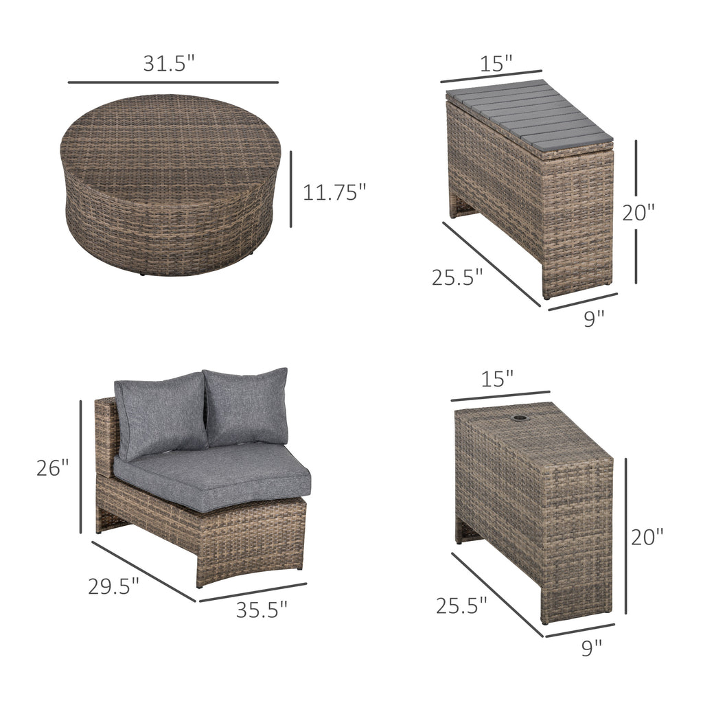 Outsunny 8-Piece Wicker Patio Furniture Set – Modern Outdoor Sectional Sofa with Cushions