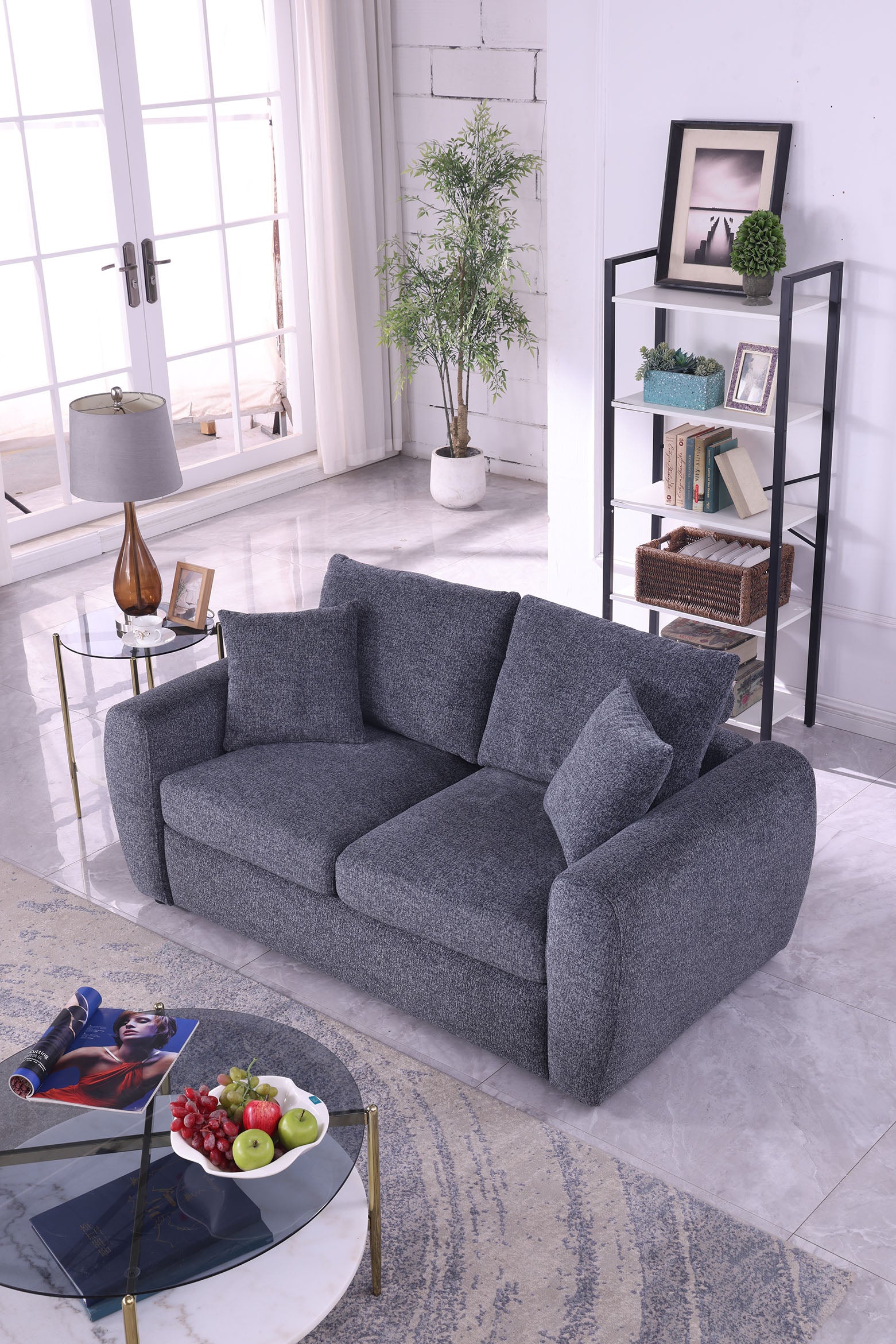Modern Minimalist Comfortable Compressed Grey Sofa , Modern living room couch