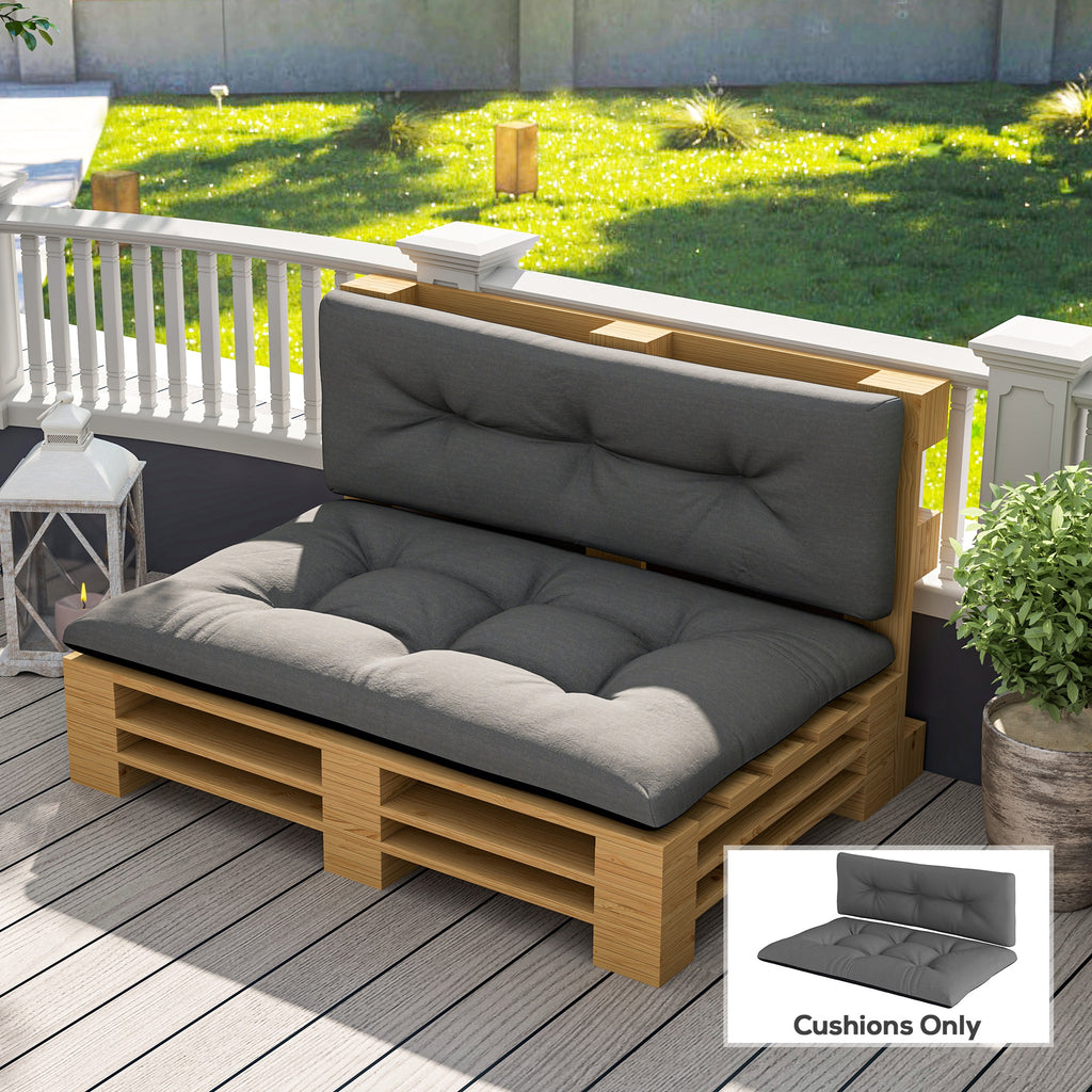 2-Seater Outdoor Pallet Cushions Set – " Thick Tufted Replacement Cushions for Garden & Patio