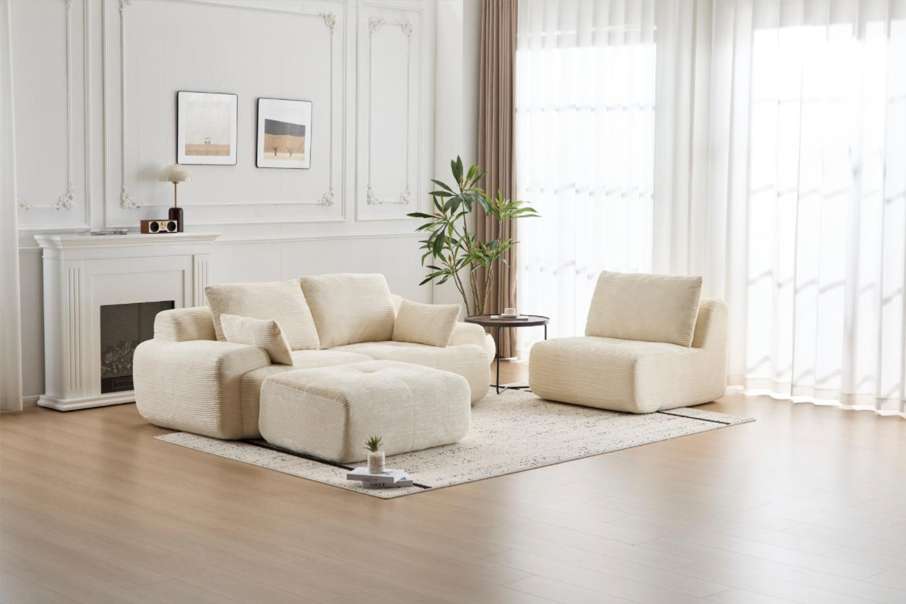 Modern Memory Foam Modular Sectional Sofa – 3-Seat Cloud Couch in Beige (No Assembly Required)