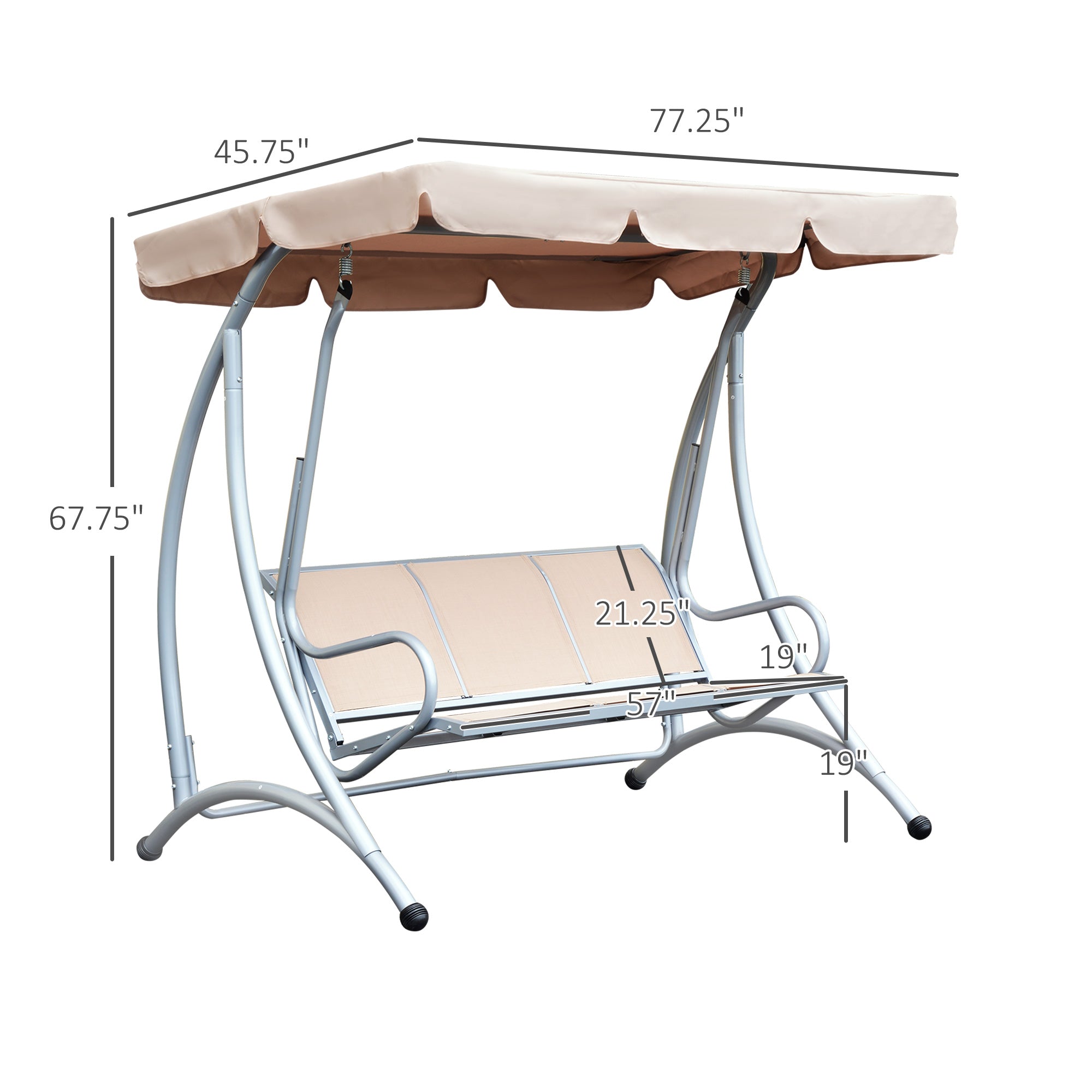 Porch Swing Chair Bench With Stand And Adjustable Canopy Porch Swing For Patio Garden