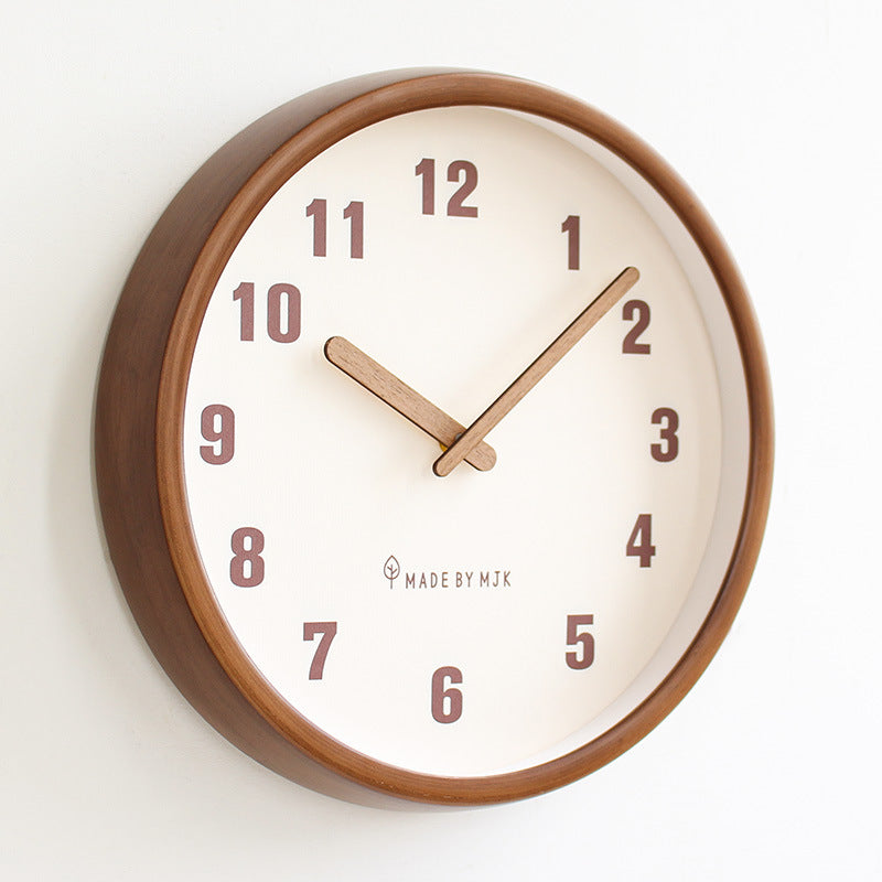 Retro Solid Wood Wall Clock – Modern Minimalist Home & Office Décor